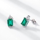Lab-created Emerald Rectangle Drop Earrings S925 Sterling Silver Women Gift