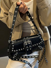 Funky Punk Steampunk Gothic Y2k Studded Shoulder Bag - Trendy Hobo Handbag