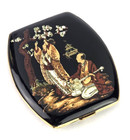 Vtg 1950 Japanese Damascene Powder Compact 24k Gold Shakado Cherry Blossom Scene