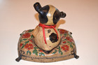 Antique Rare Hubley Cast Iron Fido Dog On Pillow Bank  32 Early 20 s Nice Paint