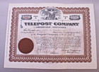 Two 1910   1912 Telepost Telegraph Company Stock Certificates - Original