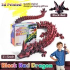 Txb3dok 24  Large 3d Printed Dragon Bigger Fidget Animals 24 Inch  Black Red