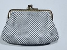 Whiting   Davis White Mesh Metal Kiss Lock Coin Purse Bag Art Deco 3  X 5 