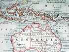 1906 Antique Map Of Oceania Australia New Zealand Guam Mauritius Canary Islands