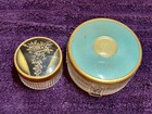 2   Vintage Art Deco Dresser Vanity Empty Powder Jars - Tulip Design   Floral