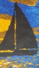 Vtg Mid Century Latch And Hook Rug Wall Hanging Sailboat Ocean Lake 45 X 33 5