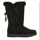 Black Faux Fur Lined Suede Mid-calf Lace-up Women s Snow Boots