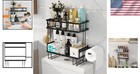 Bathroom Organizer Over Toilet Storage Shelf Floating Shelves With Hooks Black