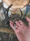  Vintage Bronze Crab Sculpture Paperweight Figurine Turned Into A Hood Ornament