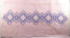 Pink Huck Show Towel W Blue Embroidery Vintage To Be Completed As Is A Beauty