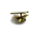 Vintage Chinese Longevity Shou     Character Pin Green Enamel Gold Tone Lapel Tack