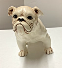 Vintage White Ceramic Bulldog Figurine