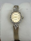 Vtg Dufonte By Lp Ladies 17mm Watch Gold Tone 10 Diamond Bezel Adjustable -runs