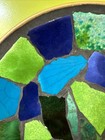 Jon Matin Pottery Mosaic Mcm Mid Century Plate Gold Base Blues   Greens  8 3 8   