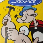 Vintage Ford Sign - Porcelain Automobiles Popeye Authorized Gas Pump Sign