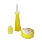 Vintage Murano Three Piece Vanity Set By Seguso - Handblown Yellow Art Glass