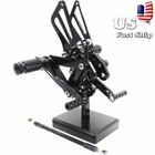 Cnc Rearset Footpegs For Kawasaki Zx-9r Zx9r 1994-1997 Zx-7r Zx-7 91-2003 Black