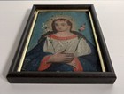19th Century Retablo Antique Mexican Oil On Tin Painting Depicting Soul Of Mary