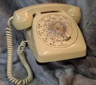 Vintage Rotary Dial Phone Desk Top Telephone Dial Tan beige 