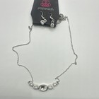 Paparazzi Silver Tone Clear Crystal Necklace   Dangle Earrings Set