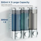 No Drill Shower Dispenser  3 Chamber For Shampoo Body Wash  Wall Mounted  Silver
