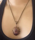 Egyptian Revival Necklace Scarab Pendant Huge Antique Amethyst Glass