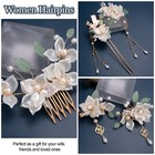 5x Camellia Flower Tassels Hairpin crystal Rhinestone Pearl Hair Clips Headpiece