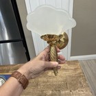 Vtg Partylite Brass Wall Sconce Scalloped Frosted Glass Candle Holder Art Deco 