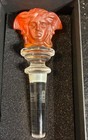Versace Rosenthal Crystal Medusa Bottle Stopper  Amber   Nib  And Display Vessel