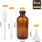 8oz Amber Glass Bottles  20 Pack Glass Storage Bottles With Black Lids 