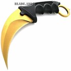 Tactical Combat Karambit Neck Knife Survival Hunting Bowie Fixed Blade Gold New