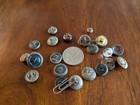 Vtg Victorian Set Of 22 Small Metal   Glass Buttons Various Detailed P40