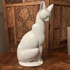 Japanese Antique Cat 19th Century Pottery Slender 15 Inch White Tall Figure