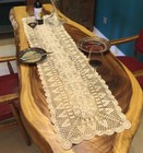 15 x35  Vintage Hand Crochet Lace Table Runner Rectangle Dresser Scarf Doily