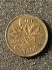 1940 1 Cent Canada Coin One Cent Canadian Small Cent King George Vi Wwii Era 
