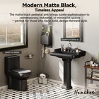 Hanikes Bathroom Pedestal Sink 23x19 Inch Vintage Rectangular Sink Black Ceramic
