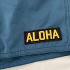 Vintage Birdwell Beach Britches Aloha Patch Surf Trunks Blue Size 31 Usa Made