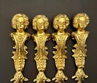 Antique French Gilded Bronze Decorative Furniture Corner Ornaments 4 Pieces