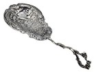 Antique Foreign Sterling Silver Pierced Serving Spoon Server Courting Scene