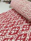 Indian Red Floral Kantha Quilt blanket Cotton King Size Bedspread Throw