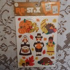 Vintage Eureka Thanksgiving Re-stix Decorative Clings Pilgrims Native Turkey