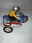 Vintage Wind-up Tin Litho Motorcycle W side Car
