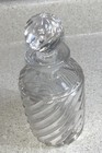 H859  Swirled Clear Glass Perfume Bottle Or Small Decanter Vintage 7 5  Signed