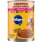  4 Pack  Pedigree Chopped Ground Dinner With Beef Adult Canned Soft Wet Dog Food