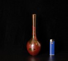 Beautiful Japanese Bronze Vase With Original Wooden Box Zb9