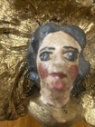 Santos Head-19th C Spanish Hand Carved polychrome handpainted Gilt Santos Head