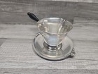 Vintage Sterling Silver Sauce  Gravy Boat With Wood Handle And Tray 223  Grams