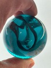 Toe Breaker 50mm  2   Aegean Clear Teal Blue Marbles Glass Ball Huge Swirl