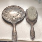 Sterling Silver   925  Art Nouveau Grooming Set Hand Mirror Brushes Comb Antique