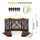Camping Gazebo 10x10ft  Portable Pop Up Canopy Screen Tent 6 Sided For Outdoor